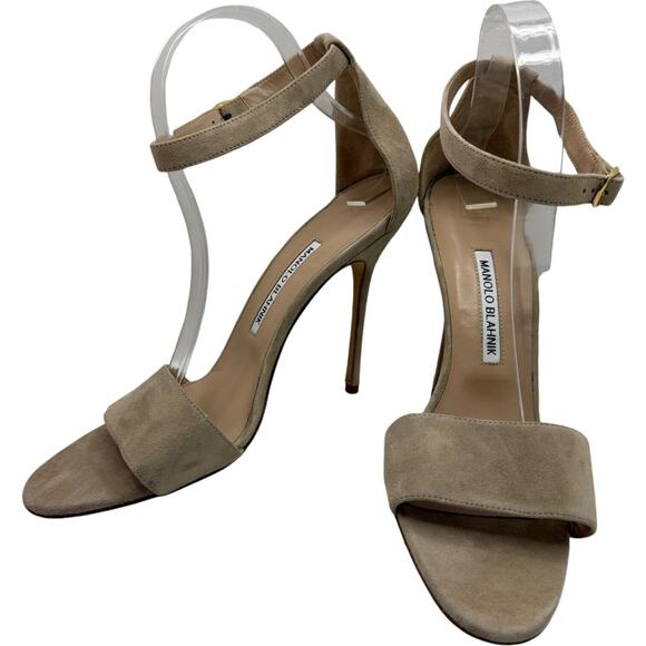 Manolo Blahnik Tres Ankle Strap Sandals In Nude Size 40 - Picture 14 of 15